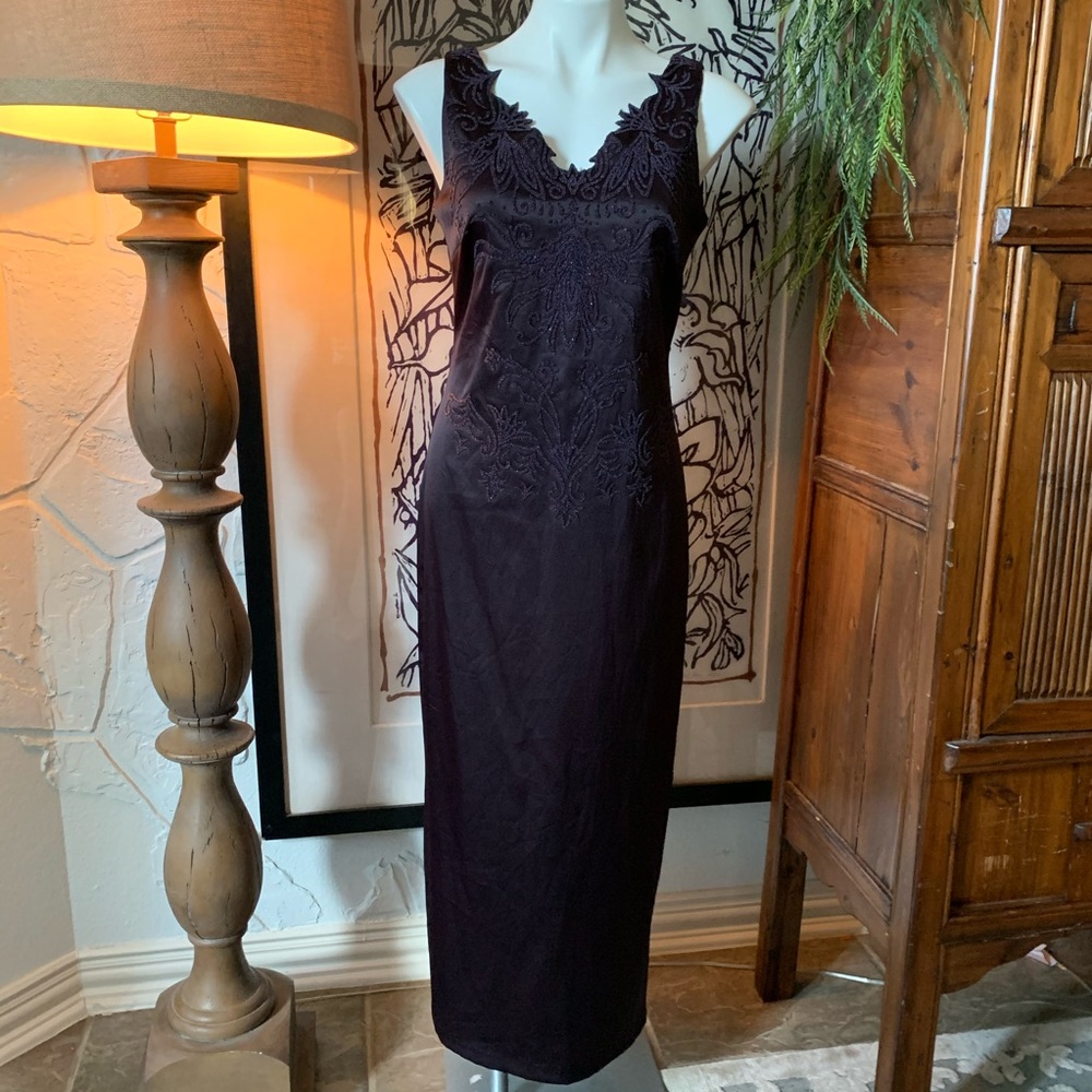 Embroidered Front Evening Dress